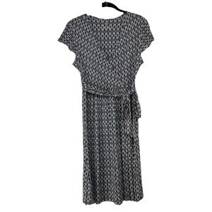 Dakini Dress Size‎ Medium Black White Faux Wrap Stretch Modal Casual Office